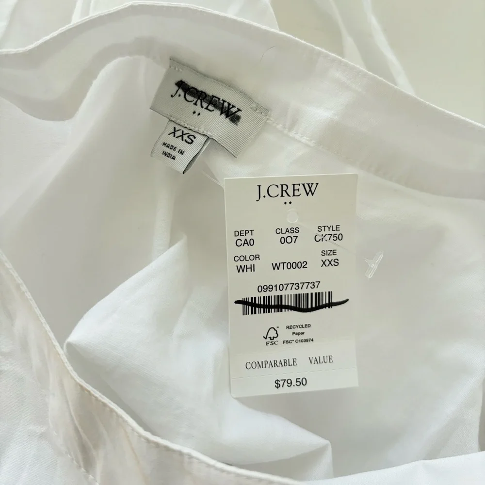 NWT J. Crew Puff-sleeve Tie-waist Top White